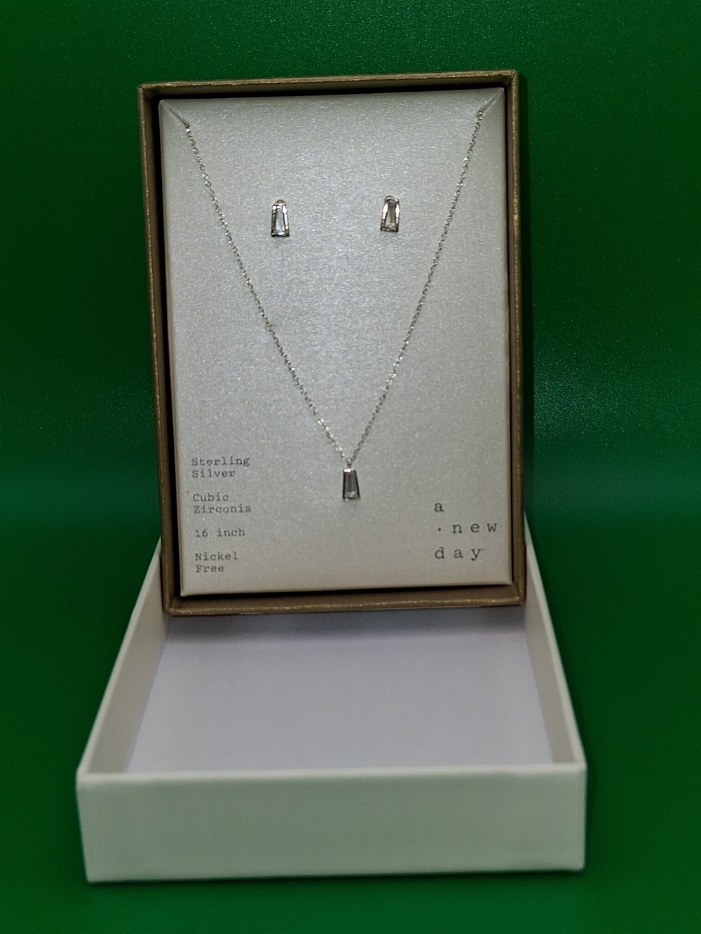 a new day Sterling Silver Cubic Zirconia Necklace & Earring Set - Silver
